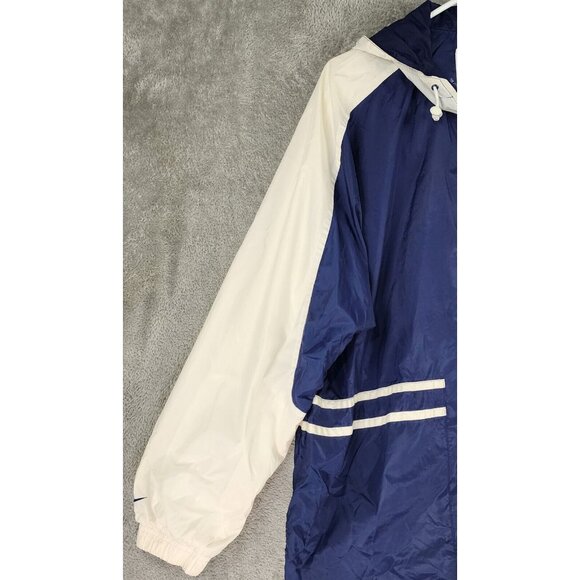Nike Jacket Mens Medium Blue White Full Zip Hooded Windbreaker 90s Vintage - Picture 10 of 13